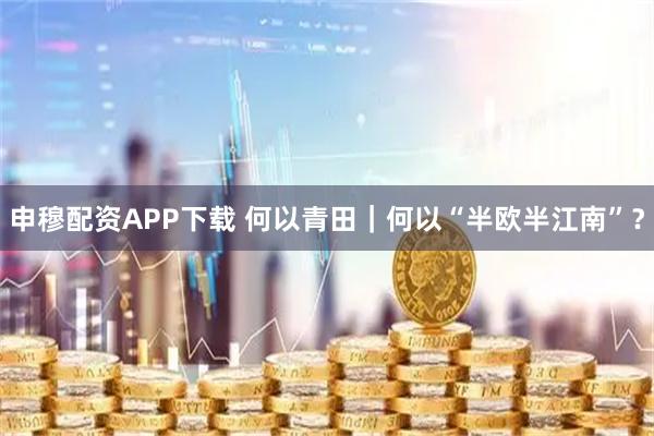 申穆配资APP下载 何以青田｜何以“半欧半江南”？